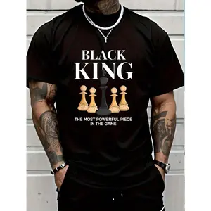 100% Cotton Black King The Most Powerful Piece In The Game Chess T-Shirt