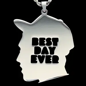 Mac Miller BEST DAY EVER Necklace 2" Mirror Polished Pendant Laser Carved Stainless Steel Chain Included