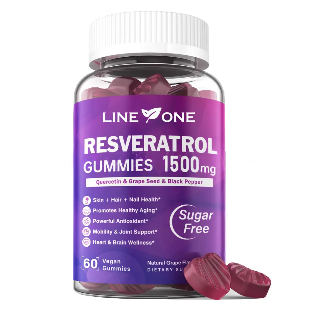 Resveratrol Supplement 1500mg - Resveratrol Gummies Supports NAD⁺, NMN & NMNH Synergy, with Quercetin, Grape Seed, Acai Berries Extracts for Antioxidant, Healthy Aging & longevity, Skin,