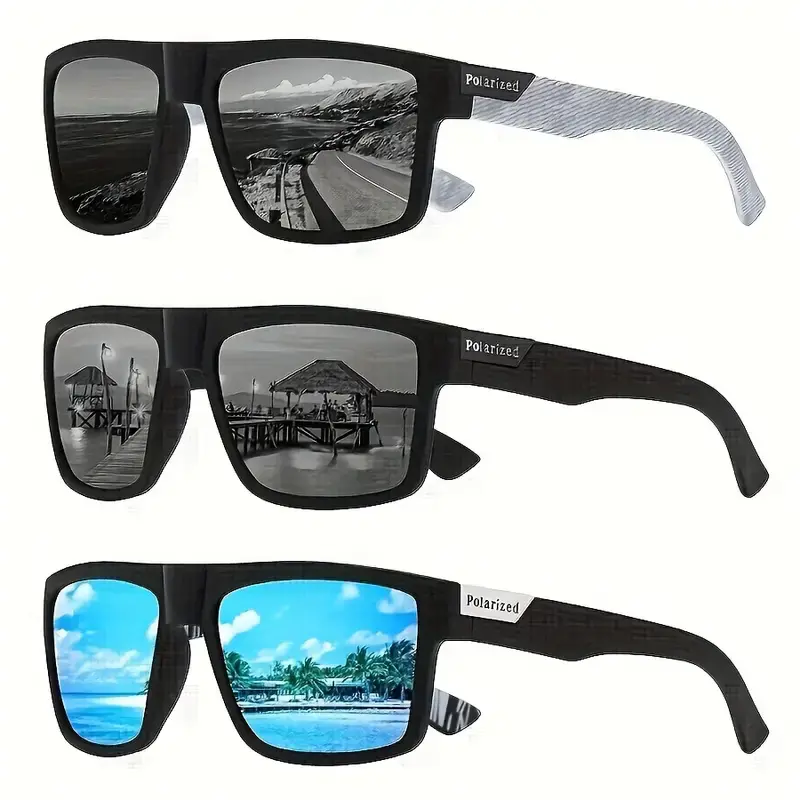 3PCS Polarized Men's Frames, Unisex Fishing Shades, UV-Protective Sun Goggles for Driving, Outdoor Sports Eyewear,summeroutfits,vacationoutfits,beachoutfits
