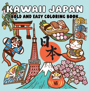 Kawaii Coloring Book - Comicbookset, Bold Outlines, Comicbook-Style Manga Landscapes & Characters, Adorable Multi-Page Paper-Based Office Stationery Art Supply for Relaxation