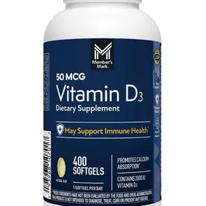 Vitamin D3 50 MCG Dietary Supplement 400 Softgels Supports Immune Health Promotes Calcium Absorption 2000 IU
