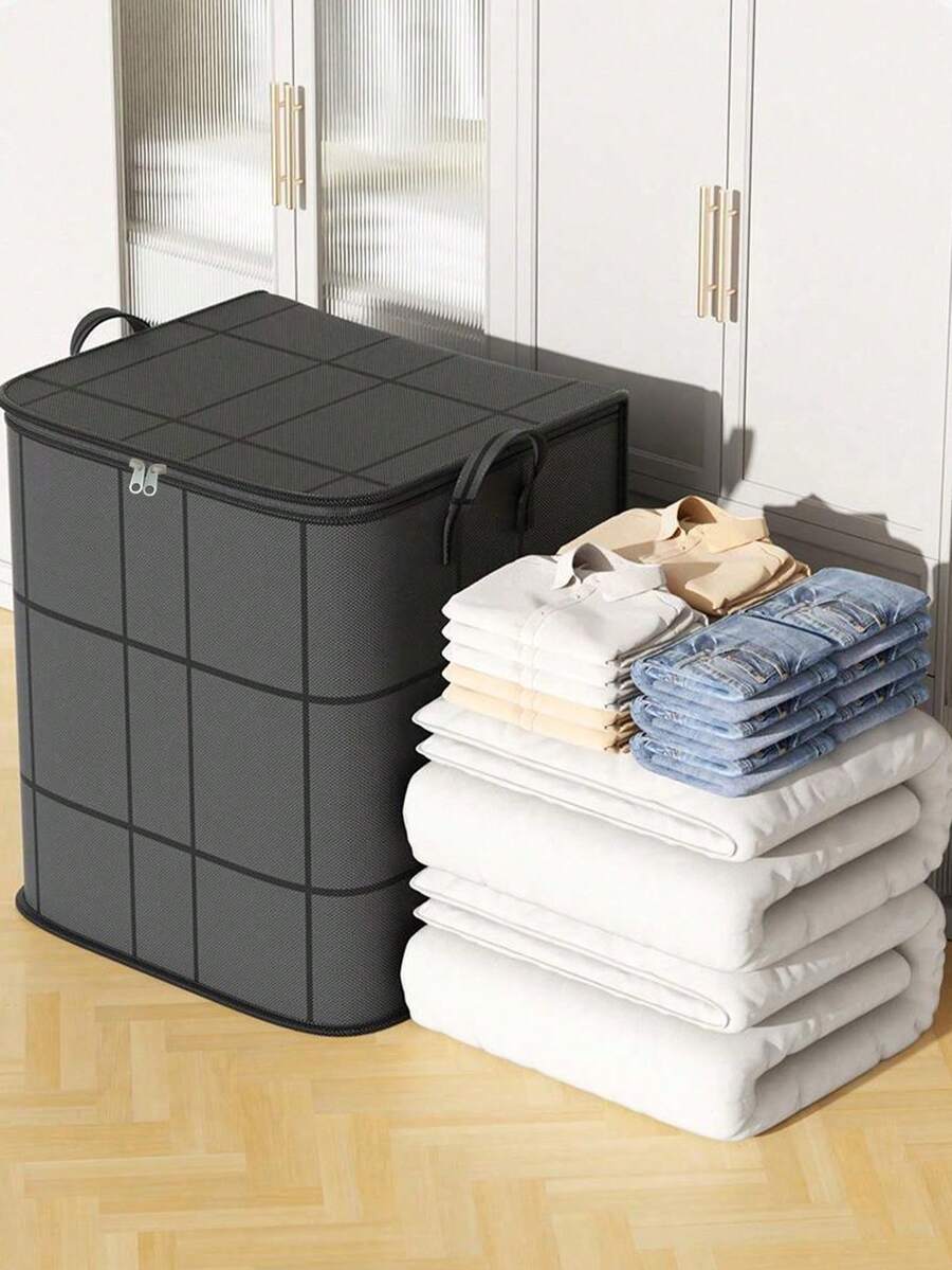1/4pcs Thick Large Capacity Movable Garment Storage Bag, Wardrobe Storage Bag, Clothes & Quilt Storage Bag, Seasonal Clothing Storage Bag, Blanket & Clothing Moving Thick Woven Bag, Foldable Portable Storage Bag