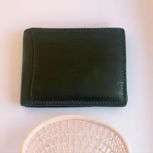 Luxury Men's Olive Black Bifold Wallet – Pure Leather Card Holder with Zipper Pocket & Multi Card Slots for Men