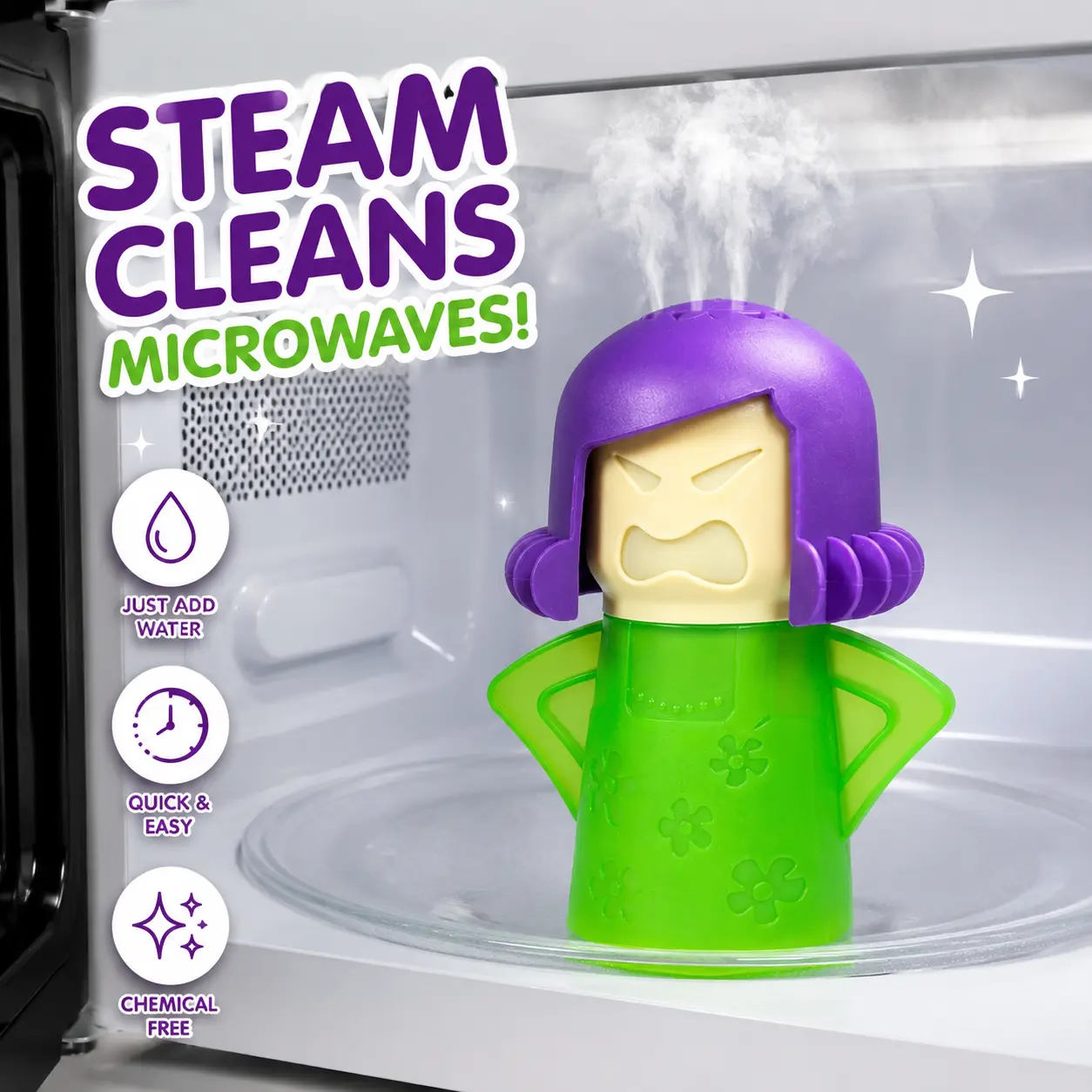 Microwave Oven Steam Cleaner, Green Microwave Cleaner for Easy Kitchen Cleaning, Just Add Vinegar and Water to Loosen Grease, Food Splatter and Odors, Helps Cut Microwave Cleaning Time by Half