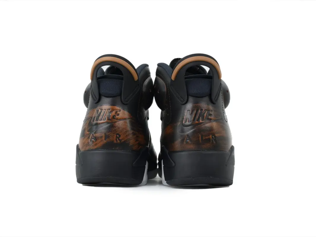 Men Brown Black Distressed Leather High Top Retro Basketball Sneakers, Gradient Patina Leather White Sole Cushion Kicks, American Street Hip Hop Trend High Cut Athletic Shoes, Vintage Workwear Men Outfit Casual Footwear