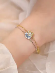 Bohemian Sun Moon Hand Bracelet for Women, Copper & Artificial Gemstone, Birthday Valentine Anniversary Gift, Boho Style, All Seasons, Beautiful Bracelets