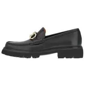 Ferragamo Gancini Leather Slip-On Loafers for Men in Black