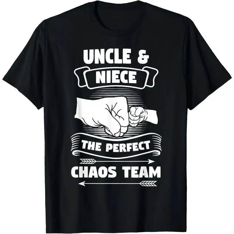 Men's Uncle & Niece Graphic T-Shirt, Soft 100% Cotton Short-Sleeve Top, Regular Fit for Casual Wear & Fitness, Funny Godfather Gift, Tshirt, Shortsleeve, Simple, Slight Stretch, Round Neck, Normal Type, Printed