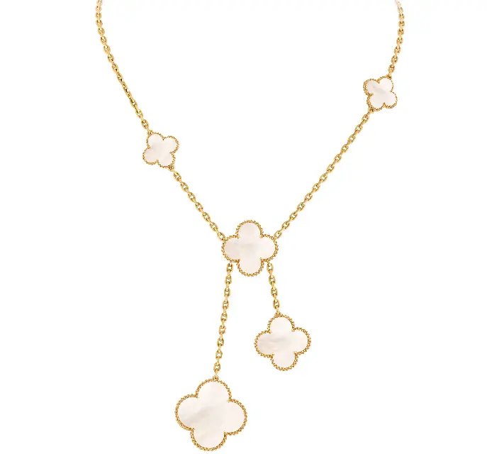 Pre-owned Van Cleef & Arpels Magic Alhambra Necklace 6 Motifs, 18K Yellow Gold, Mother of Pearl