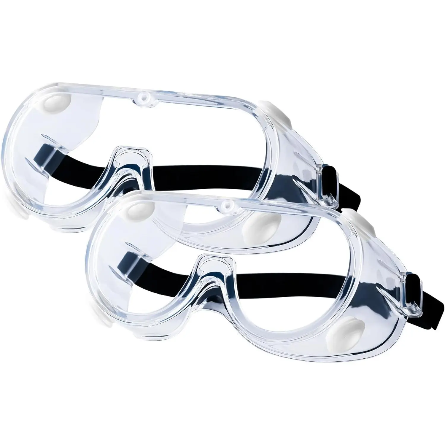 2-Pack Polycarbonate PVC Safety Goggles with Specialized Anti-Fog Coating, Oversized Over-Glasses Design for Home, Chemistry Lab, Woodworking Work Safety Equipment (Fits Over Sunglasses)