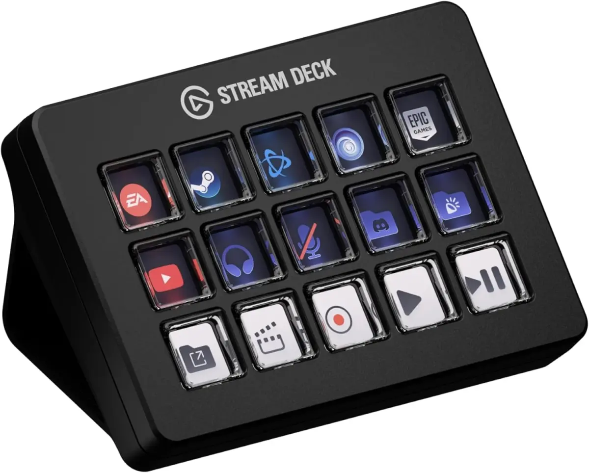 Corsair 10GBL9901 Elgato Stream Deck - USB Workflow Controller with Scissor Keys, Macro Keys for OBS, Twitch, Streamers - Black
