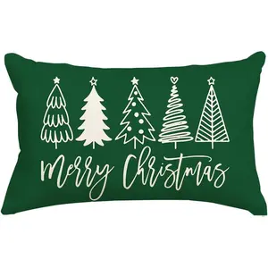 Christmas Pillow Covers 12x20 Inch,Merry Christmas Tree Green Outdoor  Xmas Cushion Cases Decor for Holiday Couch Sofa(2319G-12) (Green, 20" x 12" (Pack of 1))