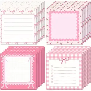 4 Pink Bow Sticker Notebooks -7.52x7.52cm Cute Flower and Heart Design, Cute Female Sticker Notebooks, School Supplies, Party Gifts, Cute Sticker Notebooks, Cute Notes, Note Pad, Notes, Sticker Packs