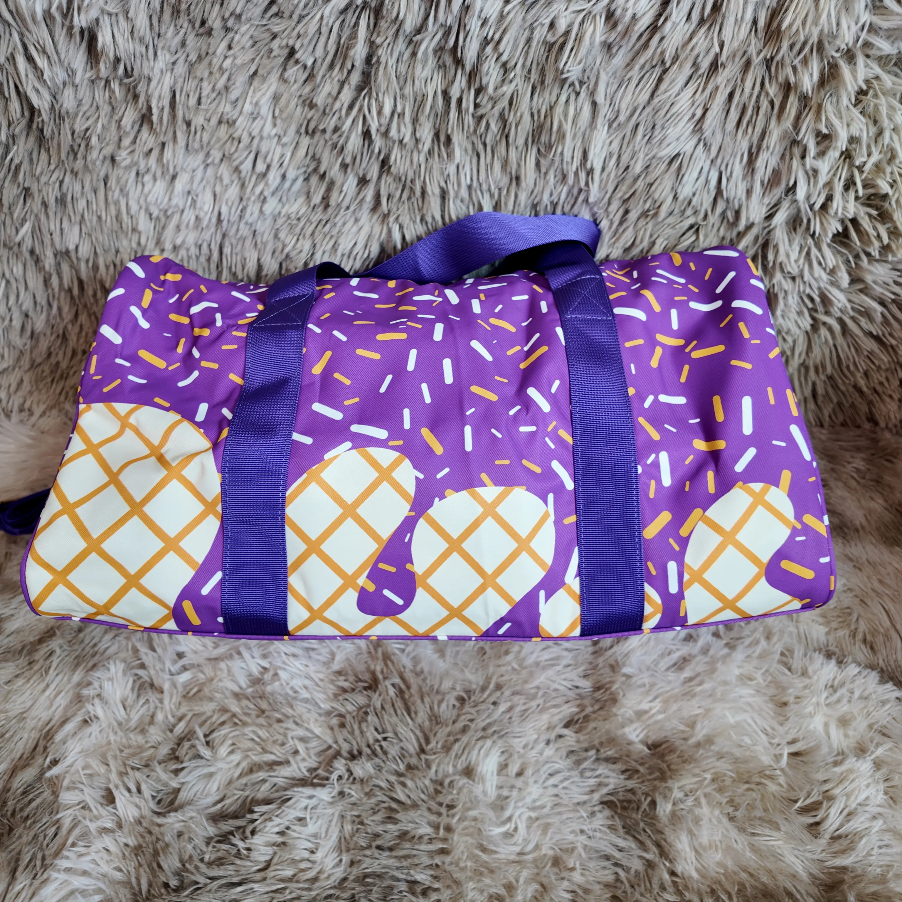 Purple Sprinkles Weekender Travel Bag for Women, Casual Ice Cream Drip Duffel for Gym Trips and Carry On Luggage, Travel Duffel Bag, Duffle, Weekend Bag, Duffle Bag
