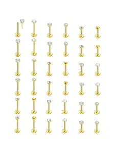 36Pcs 16G Threadless Push in Lip Ring Nose Studs Stainless Steel Lip Stud Nostril Piercing Jewelry for Women Men Tragus Cartilage Earring Stud Piercing Jewelry
