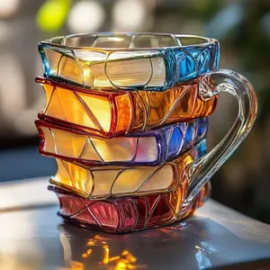 Chapter Book Mug - 3D Handcrafted Painted Stacked Books Coffee Cup, Novelty Mug for Hot & Cold Brews, Unbreakable Gift for Readers, Book Lovers, Librarians