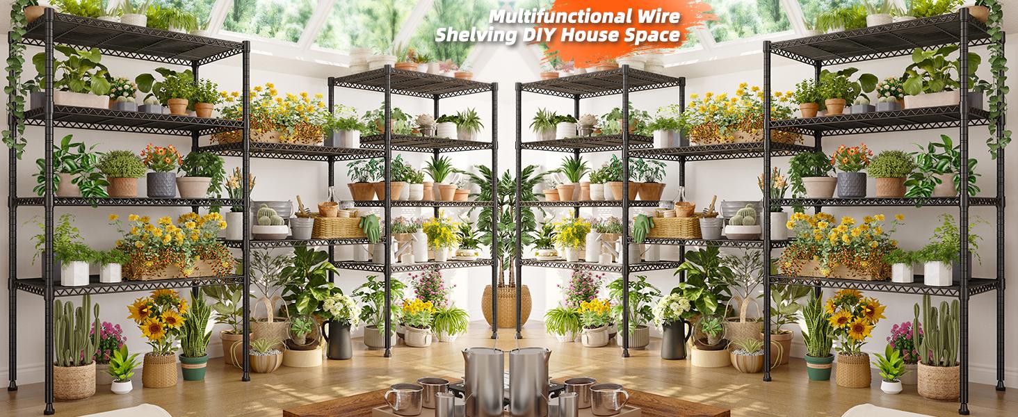 Raybee Shelf Wire Metal Shelving Storage Utility Rack Adjustable Shelves, Standing Shelf Units for Laundry Kitchen Pantry Closet Balcony Plant Pot Greenhouse Raybee Shelf Wire Metal Shelving Storage Utility Rack Adjustable Shelves, Standing Shelf Units for Laundry Kitchen Pantry Closet Balcony Plant Pot Greenhouse