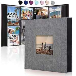 Linen Photo Album 4x6 Inch 200/300/600 Pockets Vertical Pocket Desktop Decorative Linen Cover, Ideal for Weddings, Family Anniversaries, Valentine's Day Gifts