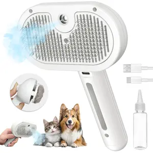 Pet Steam Brush for Cat Dog Long Short Haired, Self-Cleaning Hair Removal Comb with Water Tank and Spray for Grooming, Dog and Cat Grooming Brush, Fur Removal Tool and Pet Grooming Supplies