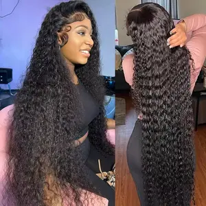 Deep Wave 13x6 Hd Curly Lace Front Human Hair Wigs Pre Plucked 13x4 Water Wave Lace Frontal Wigs For Women 180% Density