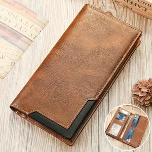 Genuine Leather Long Wallet with Multiple Card Slots That Can Hold a Phone, a Convenient Leather Clutch for Travel, And an Rfid-Protected Leather Wallet