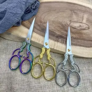 Precision Stainless Steel Multi-Purpose Scissors, Vintage Fabric Scissors, Sewing Scissors for Home Office, Smooth Handle Grip, Tea Art DIY Tools