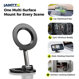 LAMTTO All-in-One Magnetic Phone Holder - Heavy-Duty Zinc Alloy, Anti-Shake Stand for Tesla, Trucks, Gym, Kitchen & Desk, Car Phone Mount Fits iPhone 16/15 Pro Max fathersdaygift