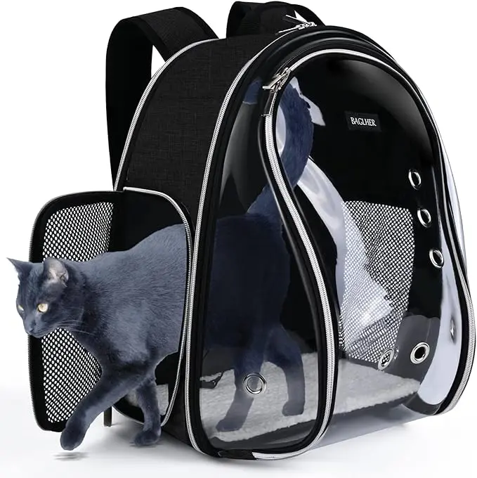 BAGLHER Breathable Pet Bubble Carrier Backpack - Airline Approved, Transparent Front, 18lb Capacity, Safety Buckle for Small Cats/Dogs - Lightweight Outdoor Travel Hiking Purple Go Bag Essentials
