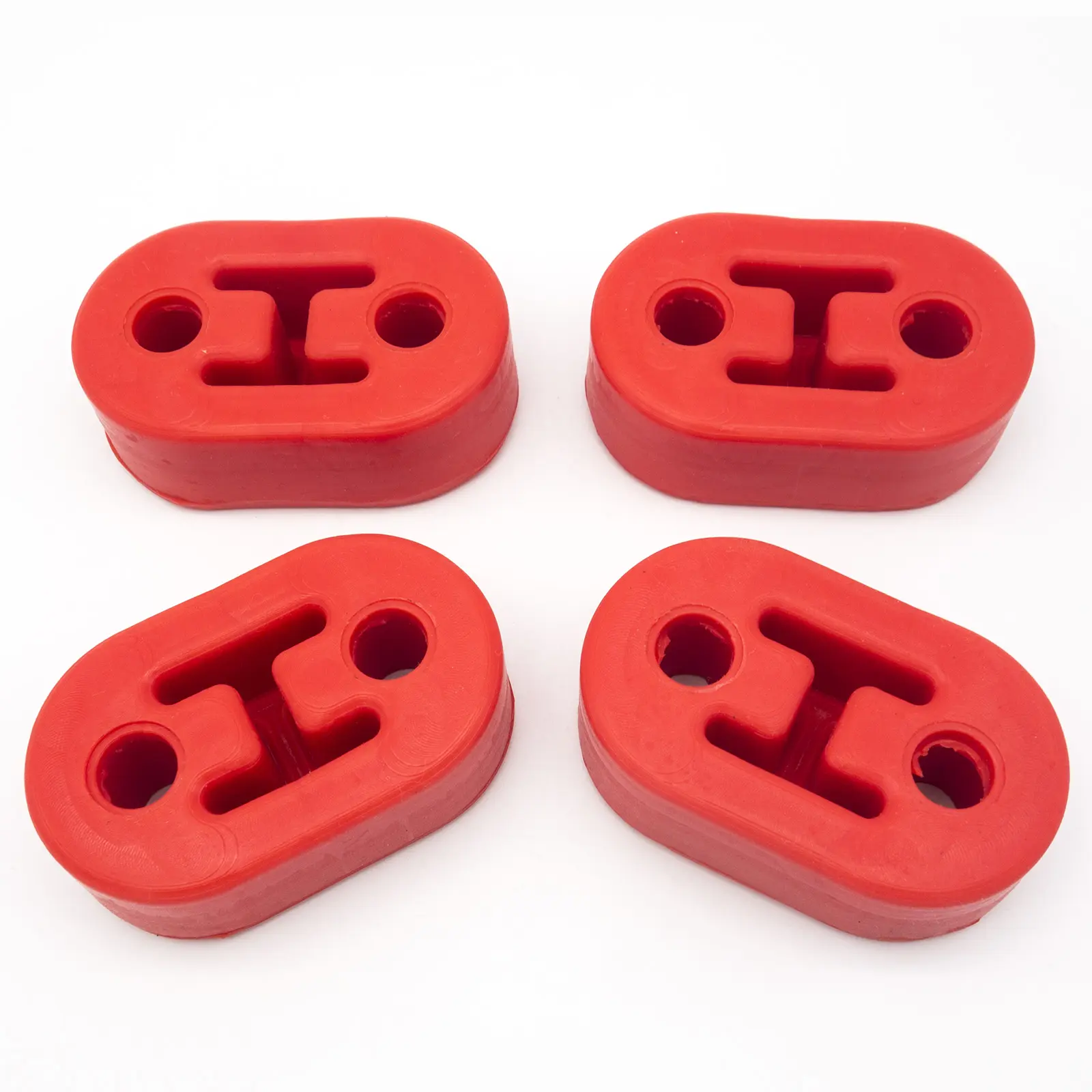 3mirrors Universal High Quality Rubber Car Accessory Exhaust Hangers - 4PCS Red 2-Hole Replacement Shock Absorb Muffler Bushing Insulator Mount Bracket