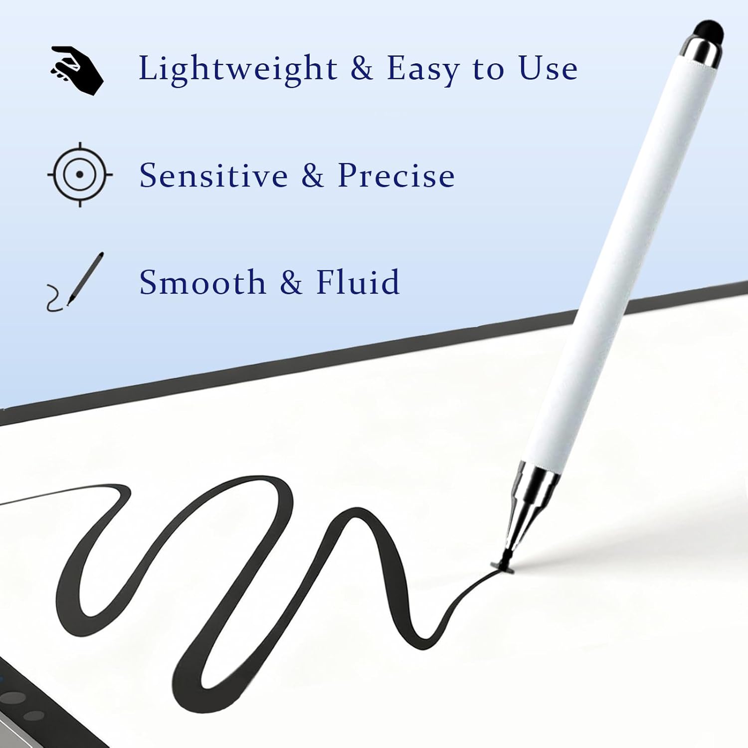 3-Pack Smooth Capacitive Stylus Pens, 2-in-1 Universal Smart Drawing Stylus with Precision Disc Tip for All Touchscreen Devices, Accessories Compatible with Android, iOS, Smartphone, Tablet - Ideal for Writing, Drawing