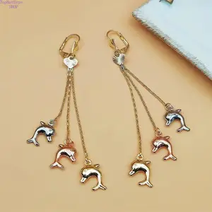 Handcrafted Copper Metal Dangle Stud Earrings - Elephant/Dolphin Tassel Pendants, Unisex Fit Casual Wear Costume Jewelry, Ideal for Daily Use & Party Gifting