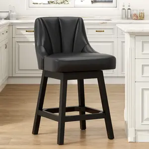 Aowos 26" Swivel Bar Stools with Backs, 26" Counter Height Bar Stools, Extra Upholstered Counter Barstools with Square Solid Wood Legs for Kitchen Island, Dining Room, home,  bar set, soft, seat, cushion