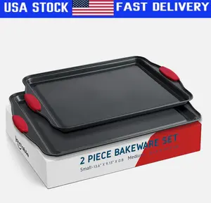 2 Pc Baking Sheet Pan Set, Joytable Nonstick Steel Small & Medium Cookie Sheets