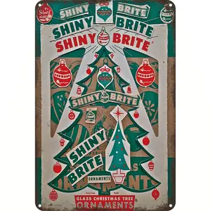 Vintage Shiny Metal Christmas Ornament Signage - 1pc Iron Fresco Home Decor, 12x8in/30x20cm Weather Resistant, for Living Room, Bedroom, Office