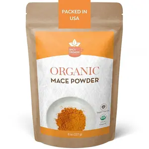 SPICY ORGANIC Ground Mace - 100% Pure USDA Organic -Non-GMO Mace Spice - 8 OZ Natural Flavor