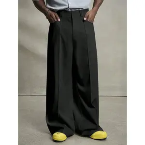 Wrinkle resistant soft casual pants, multifunctional wide leg pants, neutral striped loose straight leg pants, slim pleated pantsRAIMENTRY