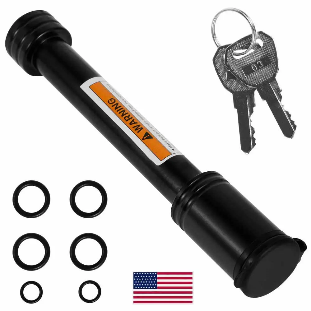 Heavy-Duty Carbon Steel Hitch Pin Lock 5/8" for 2" Receivers, Round Anti-Theft Pin with Waterproof Cover, Press-to-Lock for Pickup Trucks, Trailers, and Boats, Receiver Hole, All-Weather Reliability, Rvs, Cars, Press-Lock