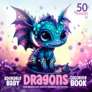 Adorable Baby Dragons Coloring Book: 50 Bold&Easy Images of Cute Adorable Monsters for Adult and Kids