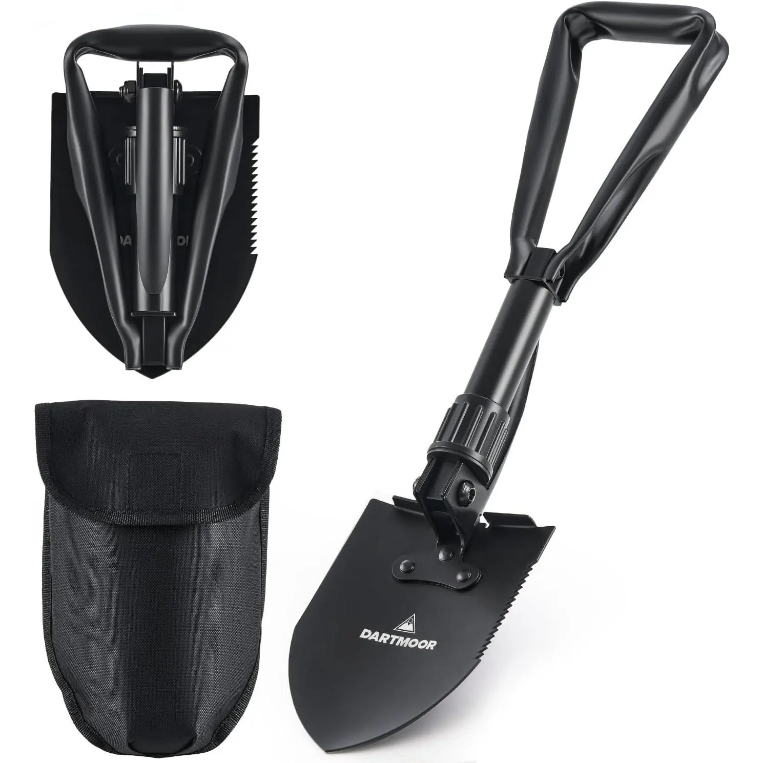 High Carbon Steel Mini Folding Shovel - 1.8 Lb. Lightweight, Adjustable-Angle, Easy Grip Handle Compact Outdoor Survival Entrenching Tool for Hiking, Car Emergency