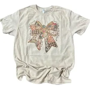 God Is Within Her Patchwork Bow on Sand T-Shirt or Sweatshirt