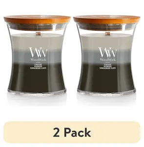 (2 Pack) Woodwick Medium Hourglass Trilogy Scented Candle, Warm Woods, 9.7 Oz WoodWick