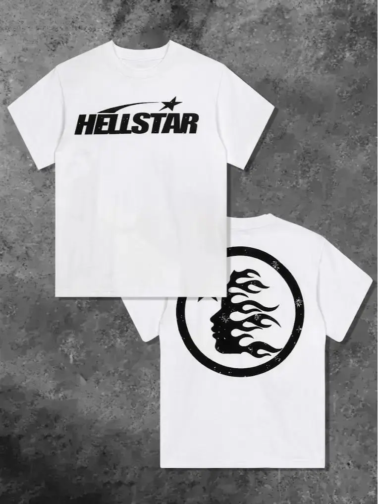 Men's 100% Cotton Fabric T-Shirt - Shortleeve, Round Neck, Boxy Fit, Flame Digital Print Menswear Streetwear Casual Top