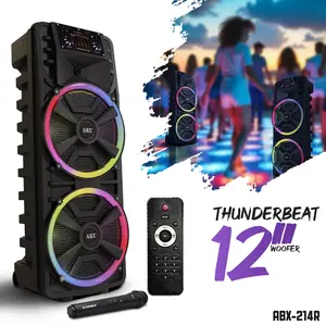 Audiobox ABX-214R Dual 12” Bluetooth Party Speaker 2800W, TWS, Karaoke Speaker w/ Mic, Deep Bass, Wireless, Portable, RGB Lights, DJ-Ready