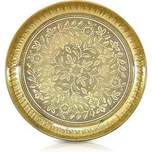 6 Inch Traditional Handcrafted Puja Thali Plate for Temple Worship Decorative Plate for Home Office Wedding Return Gift Items