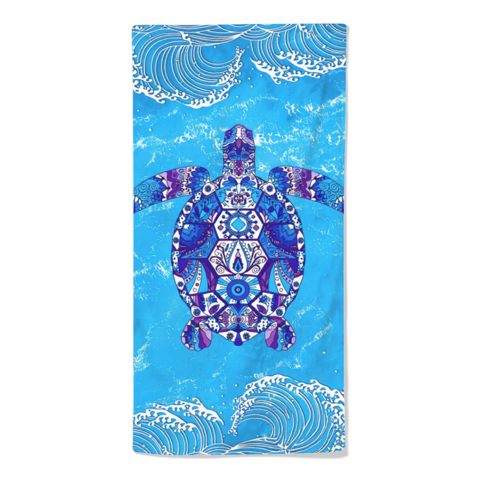 Sea Turtle Hand Towel, Blue Ocean Turtle Print Microfiber Beach Towel, Soft Quick Dry Sand-Free Swim Towel for Beach, Pool, Travel & Vacation, 16×24in (40×60cm)