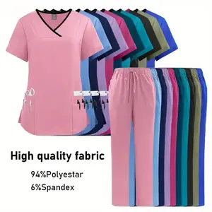 Nurse Uniform Medical Beauty SPA Uniform Scrub Nursing Healthcare Scrubs Set Women Gown Top+pants Suit Wholesale