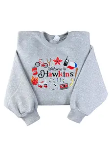 Welcome to Hawkins| Crewneck Embroidered Crewneck Sweatshirt
