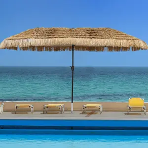 GDY 13 FT Hula Thatched Tiki Umbrella, Hawaiian Style Beach Patio Umbrellas, for Patio, Garden, Beach, Pool Without Base