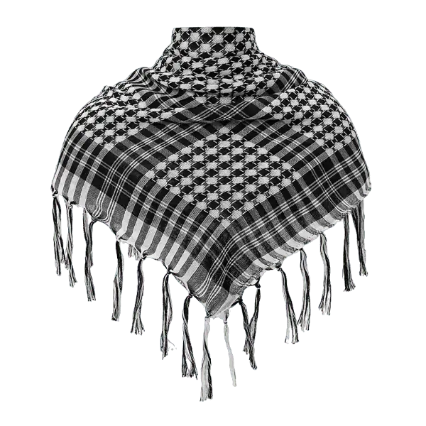 Palestinian Keffiyeh Headwrap/Neck Scarf, Black & White